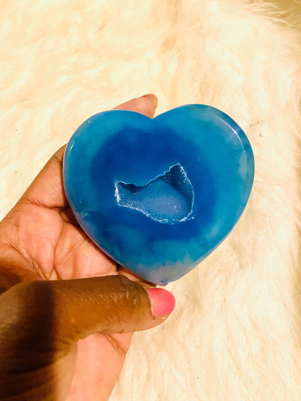 Thumbnail: BLUE Agate Geode Quartz Heart 128g (RARE)