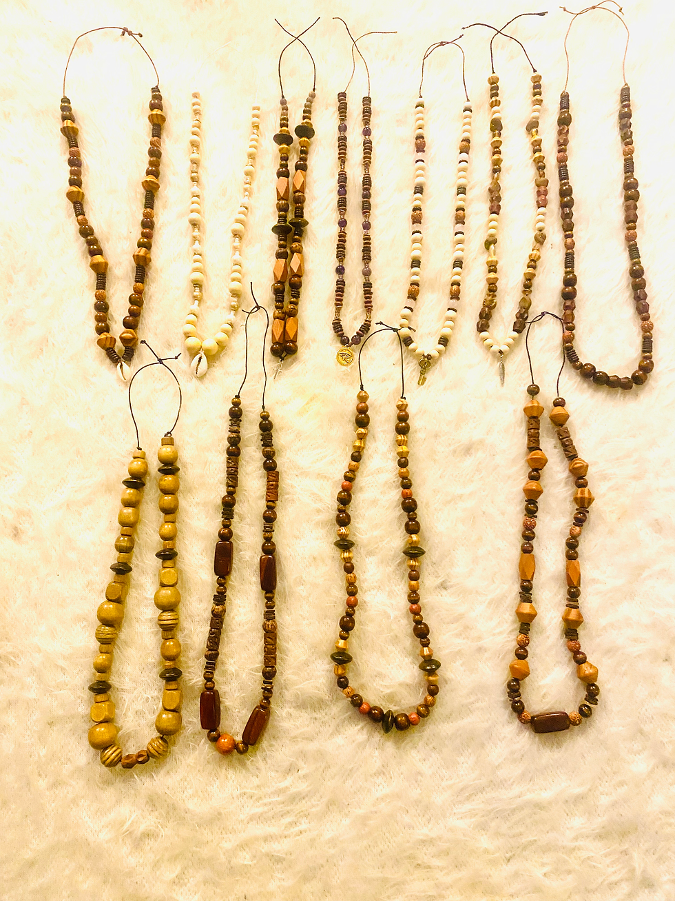 Thumbnail: Rose Quartz Mini Key Wooden Beads  Necklace