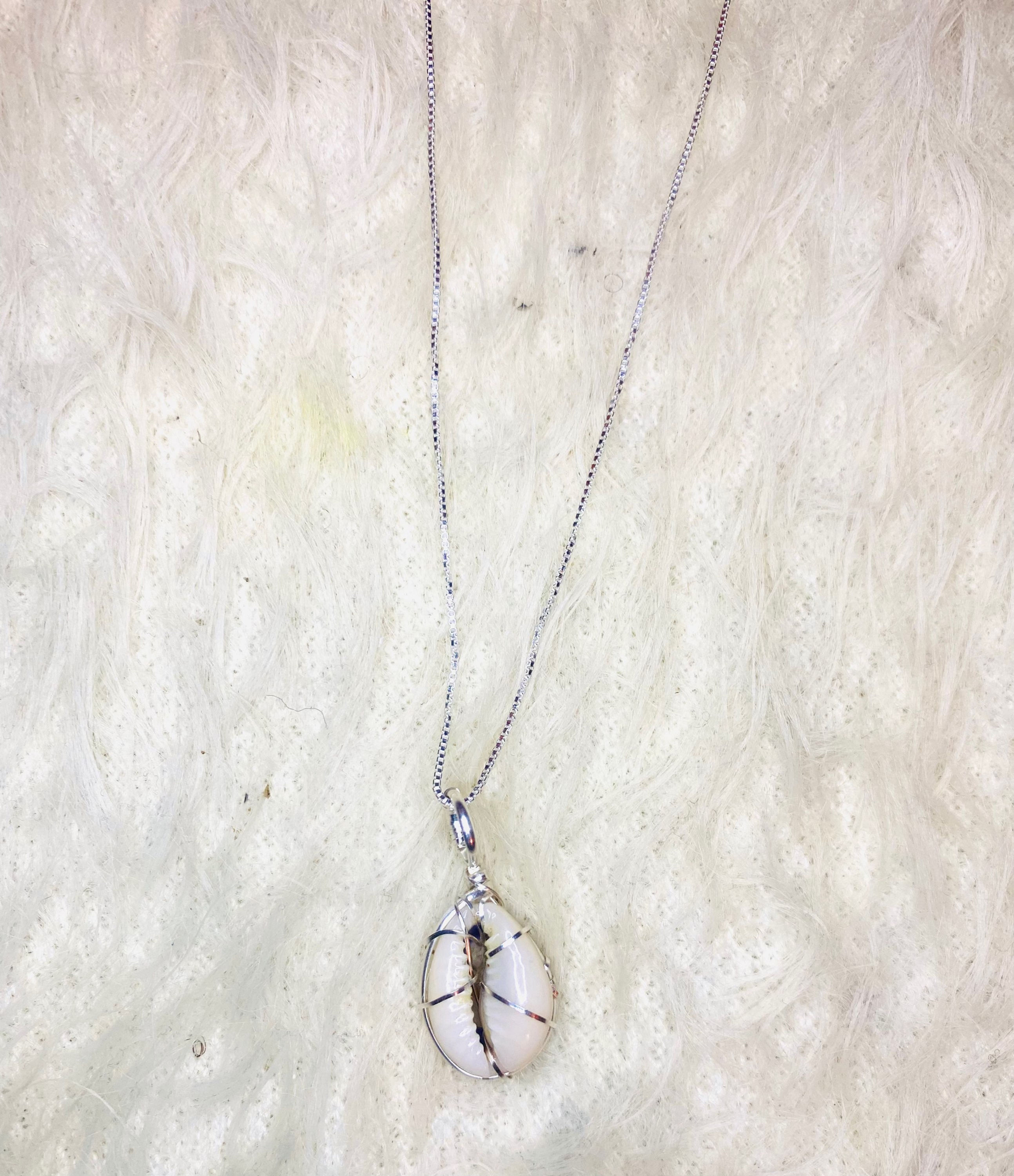 Sterling Silver Cowrie Shell Necklace Small 