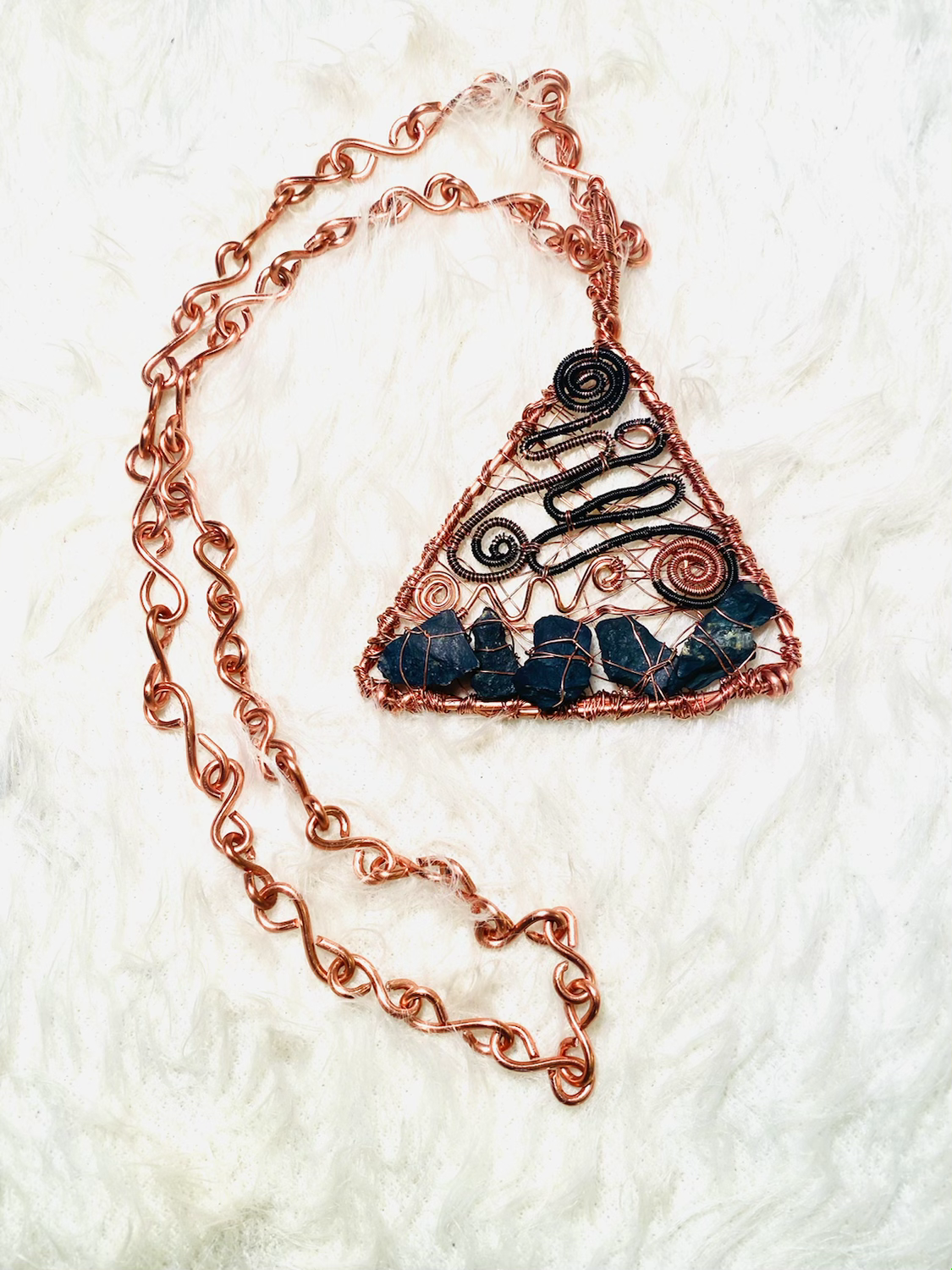 Shungite Large Pyramid Copper Pendant 5G Protector