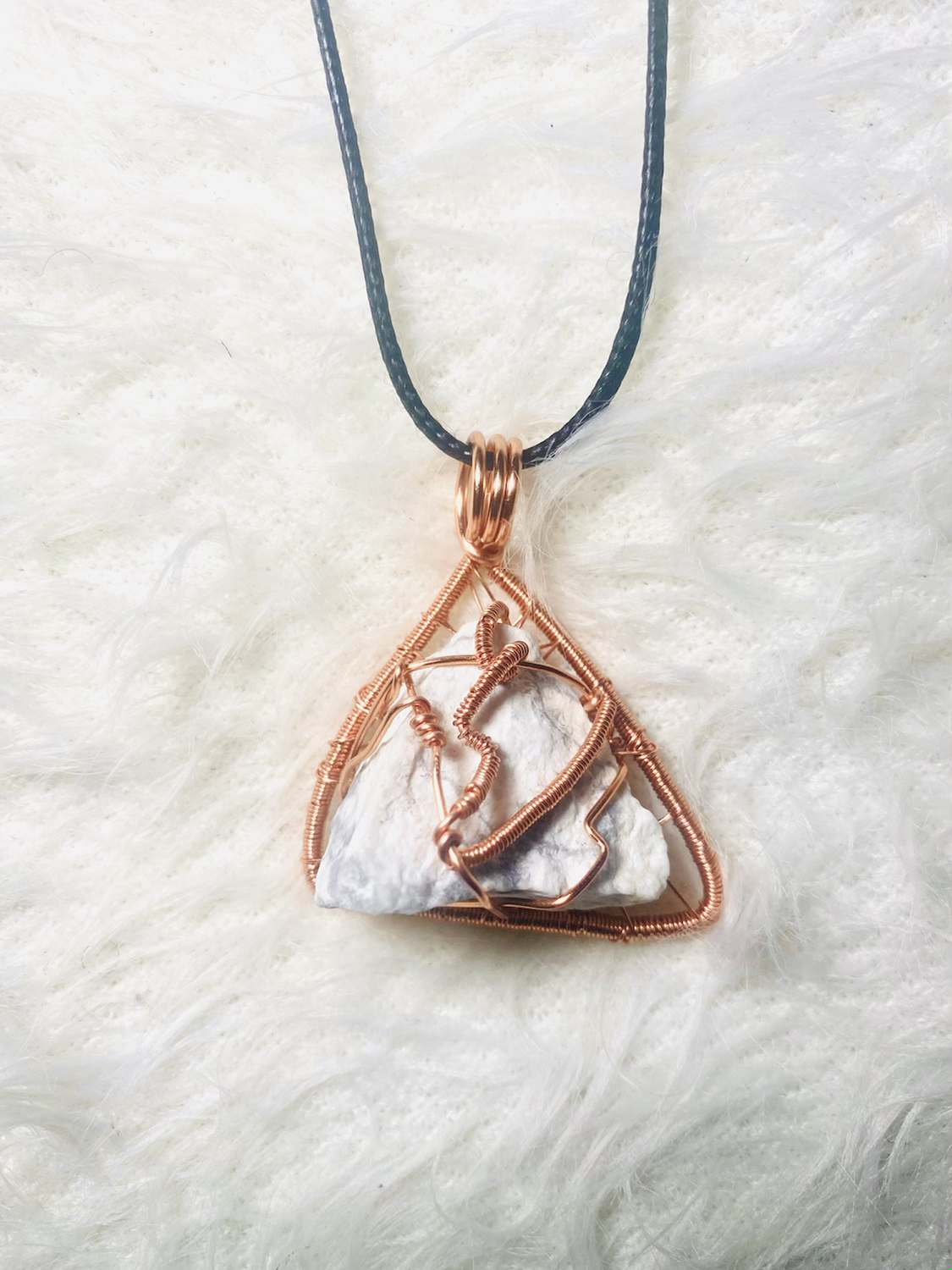Howlite Triangle Copper Pendant