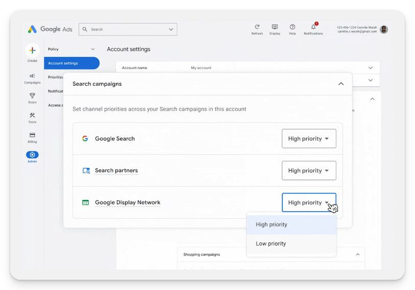 Google Channel prioritization setting