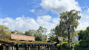 View of the Tom Sawyer Island sign