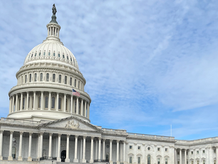 Photo of the exterior of the Capitol Building in Washington DC on a bright and sunny day.