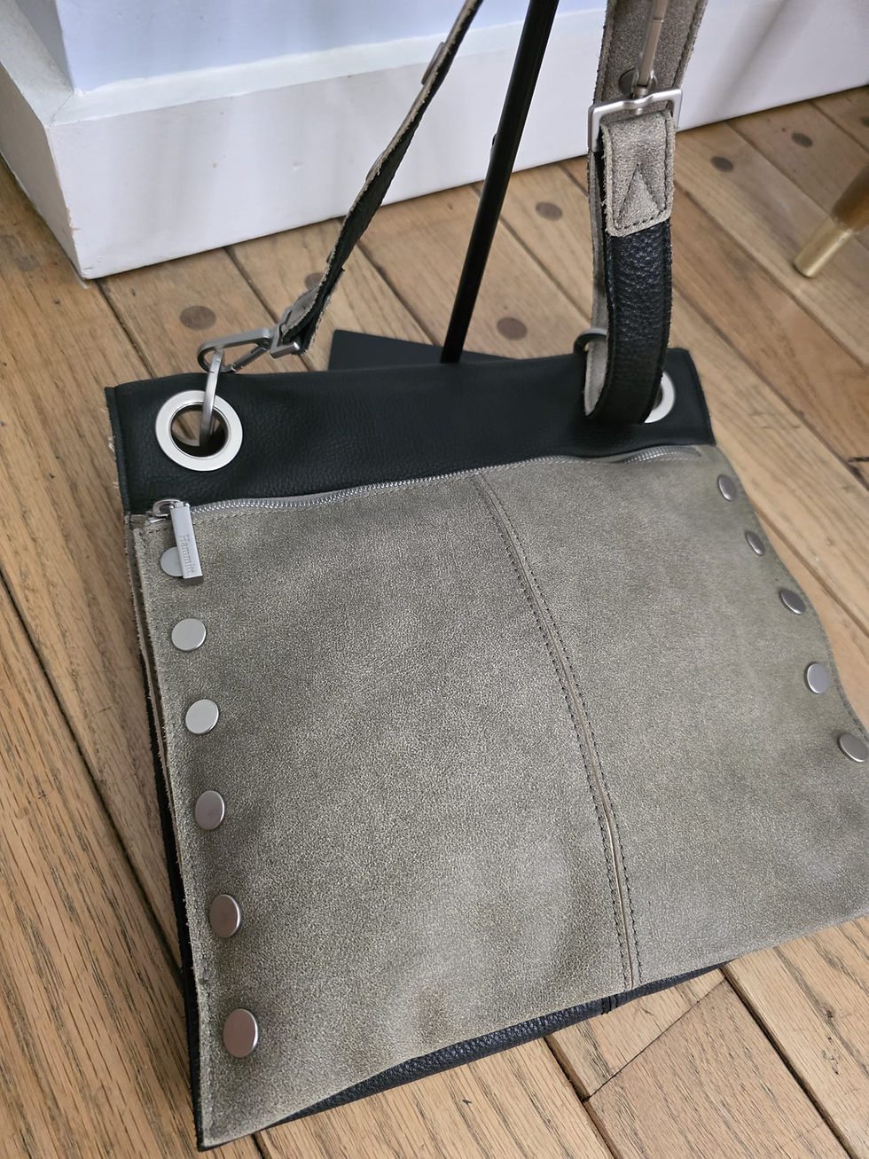 Miniatura: Bolso bandolera reversible grande Montana color peltre/negro