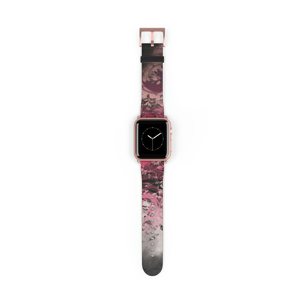 Thumbnail: Blushing Spiral Gears Apple Leather Watch Band