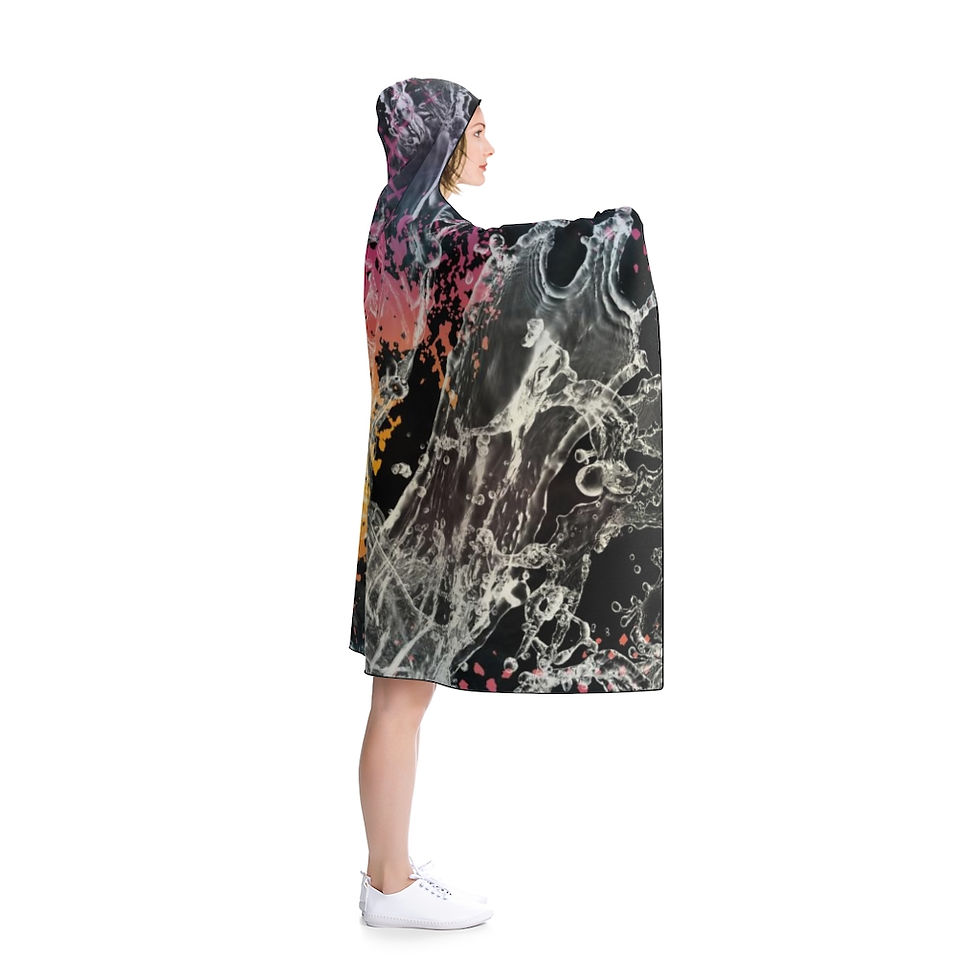 Thumbnail: Cool Calming Color Waves Hooded Blanket