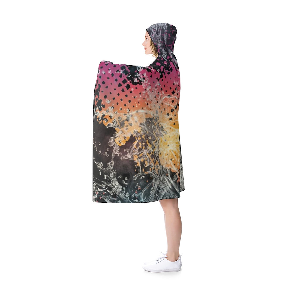 Thumbnail: Cool Calming Color Waves Hooded Blanket