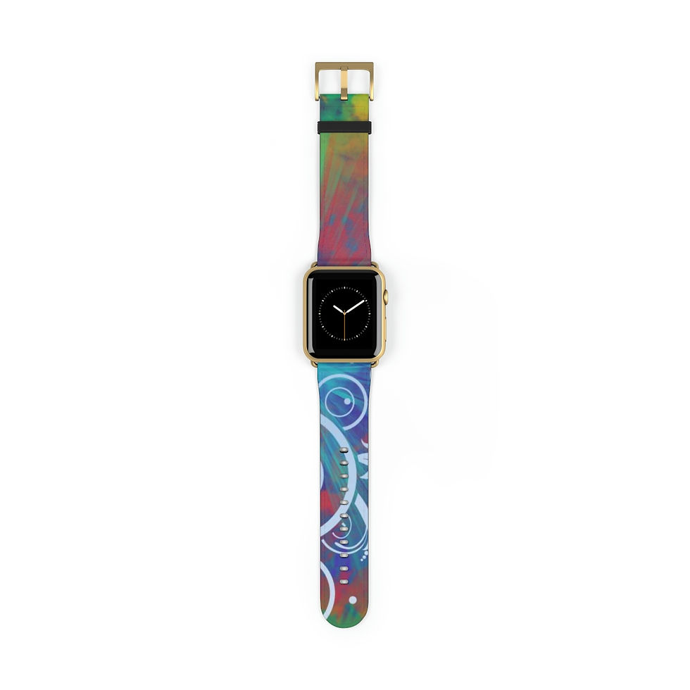 Thumbnail: Rainbow Bouquet Apple Leather Watch Band