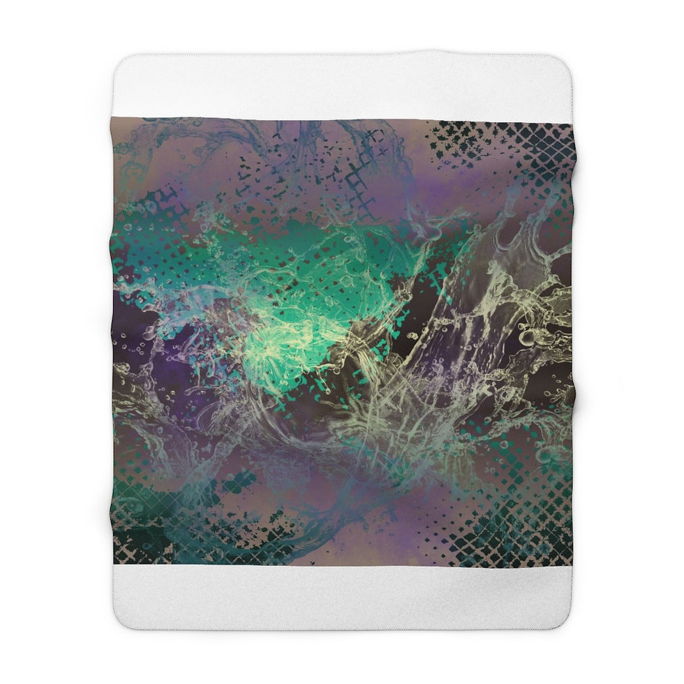Thumbnail: Turquoise Bliss Waves Sherpa Fleece Blanket