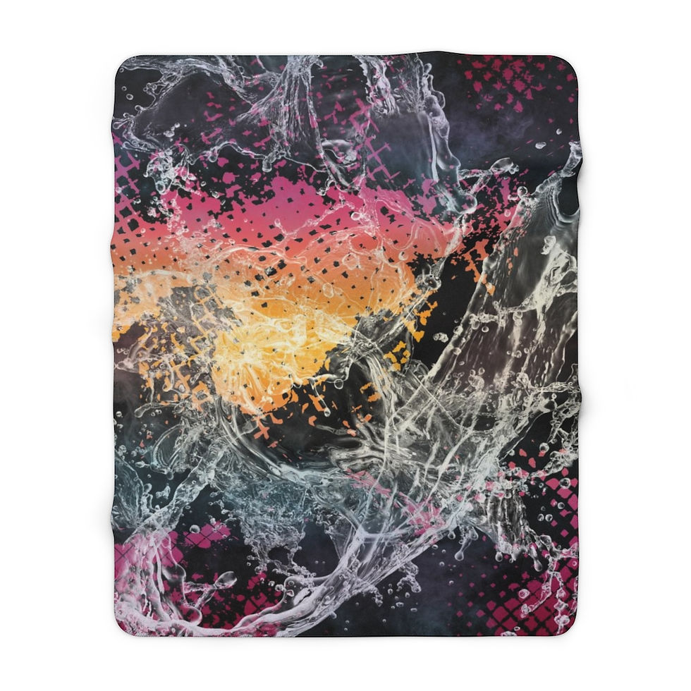 Thumbnail: Cool Calming Color Waves Sherpa Fleece Blanket