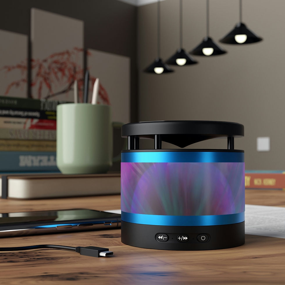 Thumbnail: Calming Sunburst Metal Bluetooth Speaker and Wireless Charging Pad