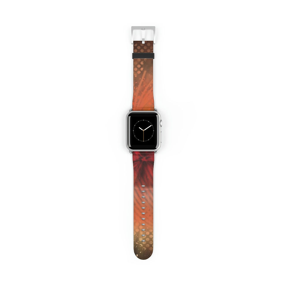 Thumbnail: Red Dahlia Burst Apple Leather Watch Band