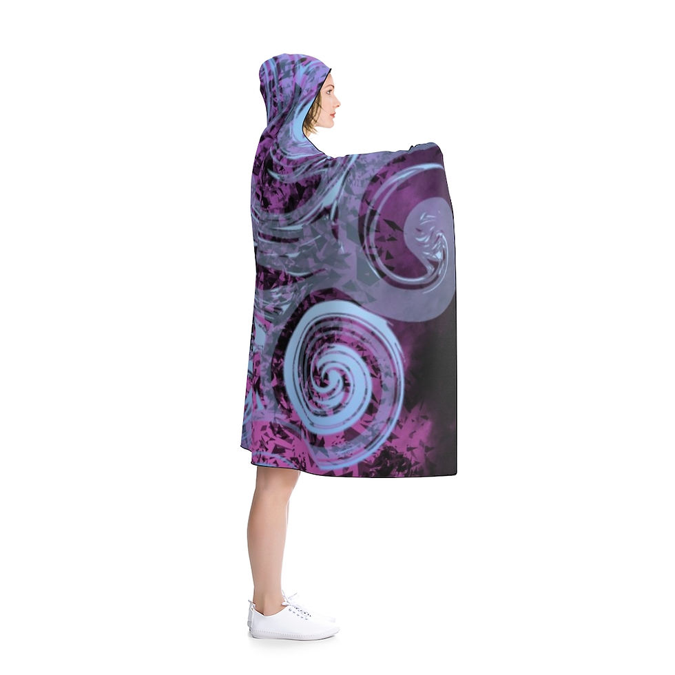 Thumbnail: Glowing Ghost Spiral Gears Hooded Blanket