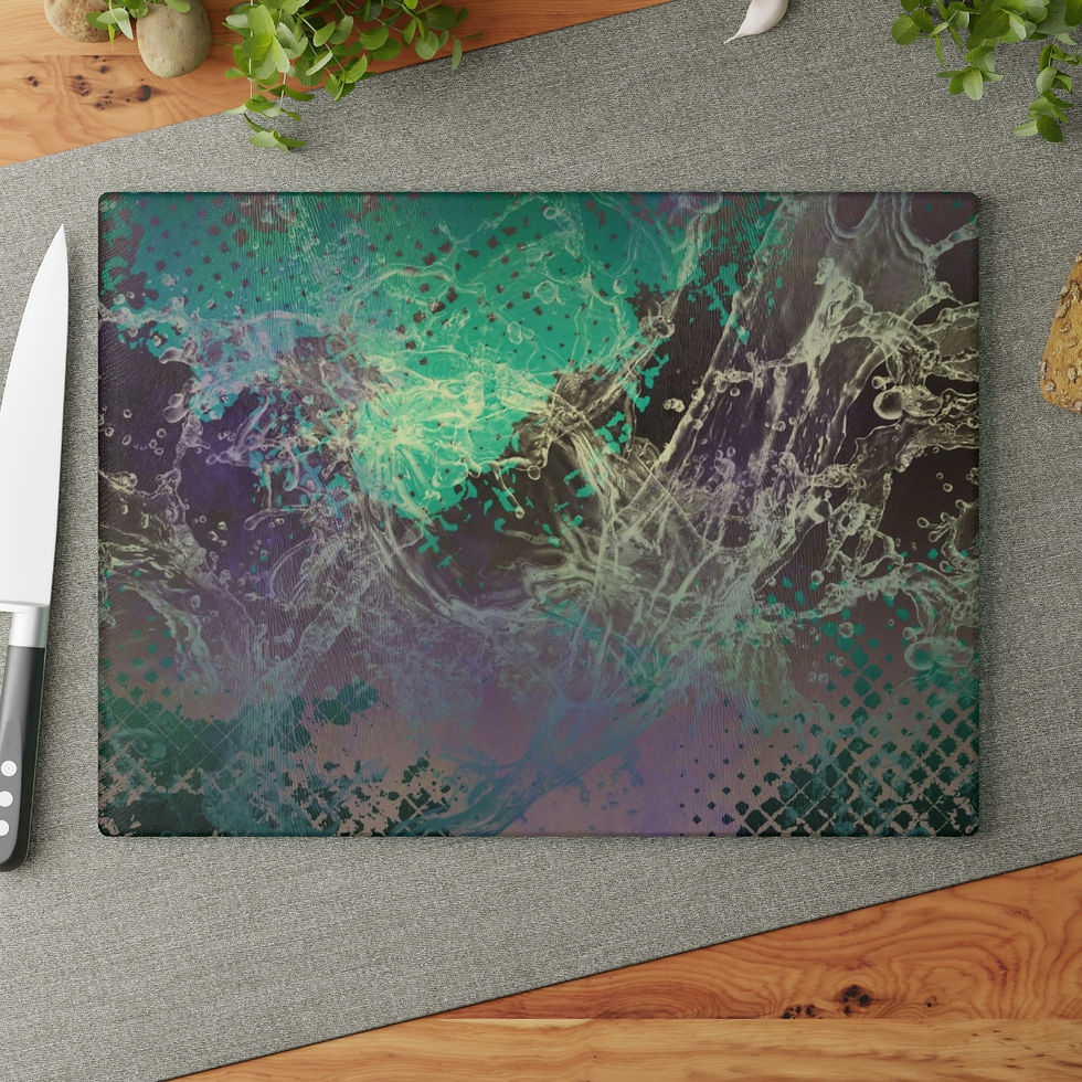 Thumbnail: Turquoise Bliss Waves Glass Cutting Board