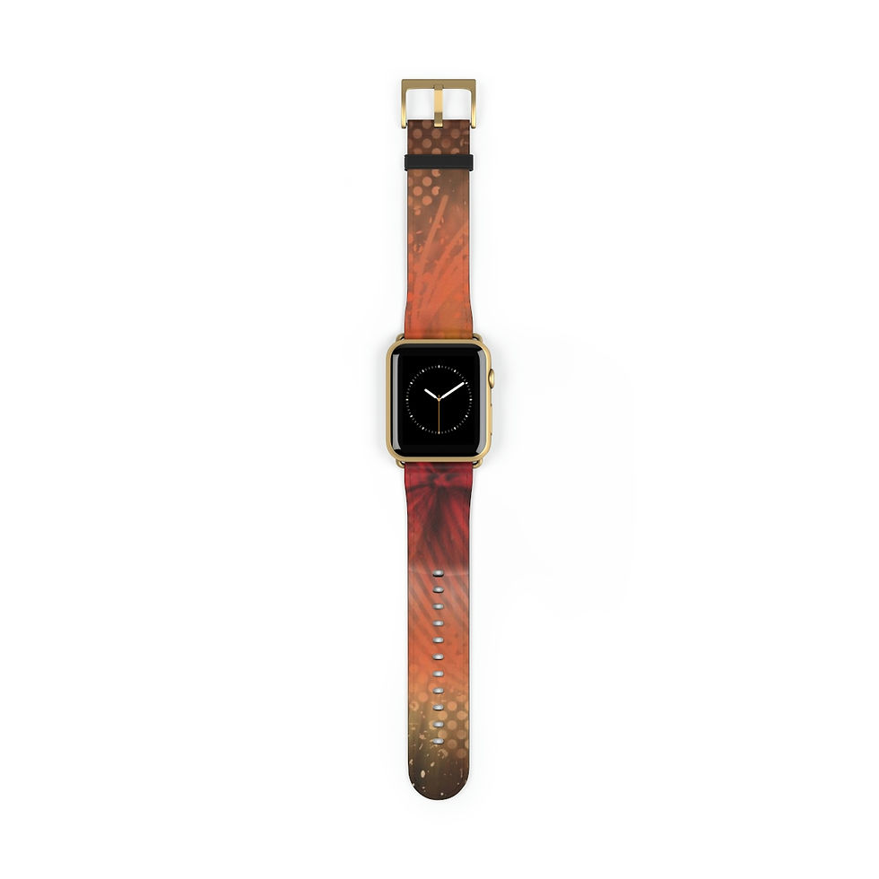 Thumbnail: Red Dahlia Burst Apple Leather Watch Band