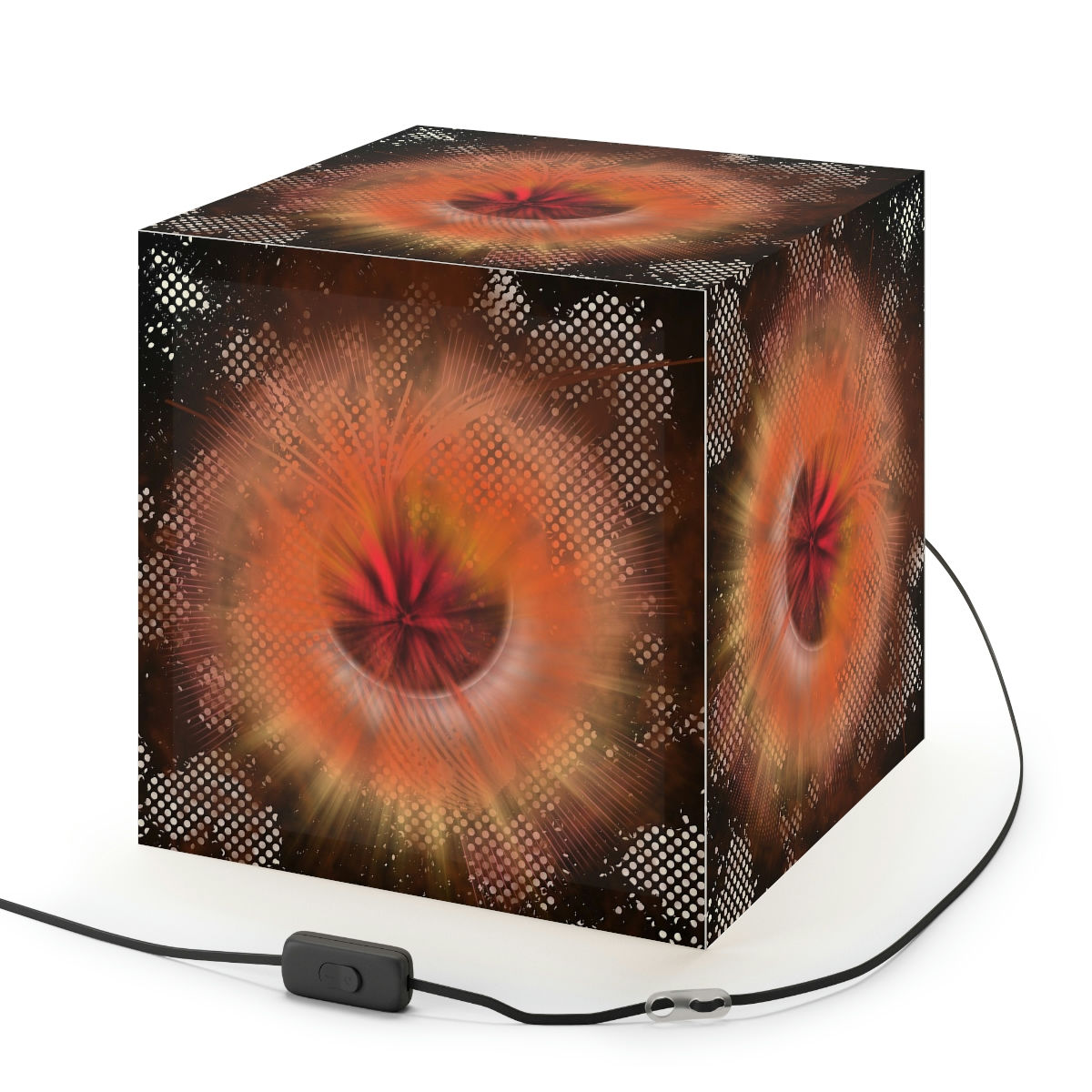 Red Dahlia Burst Cube Light