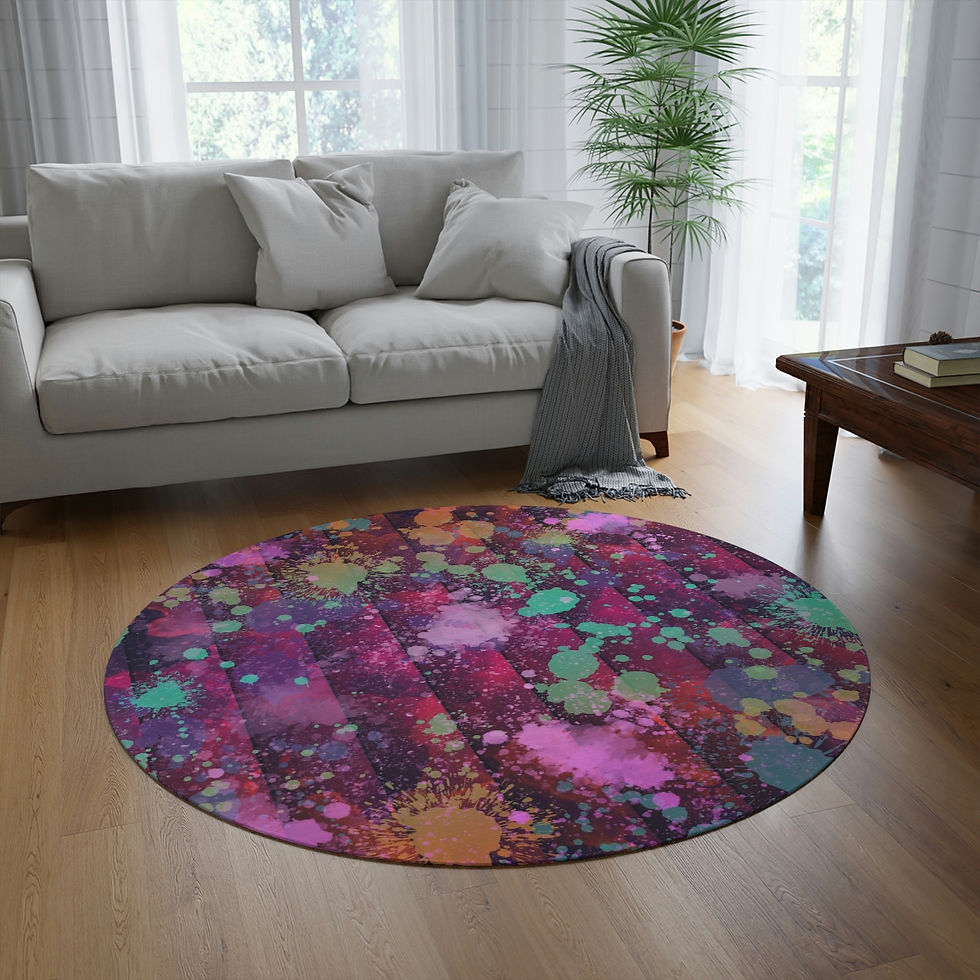 Thumbnail: Strawberry Mint Curtains Round Rug