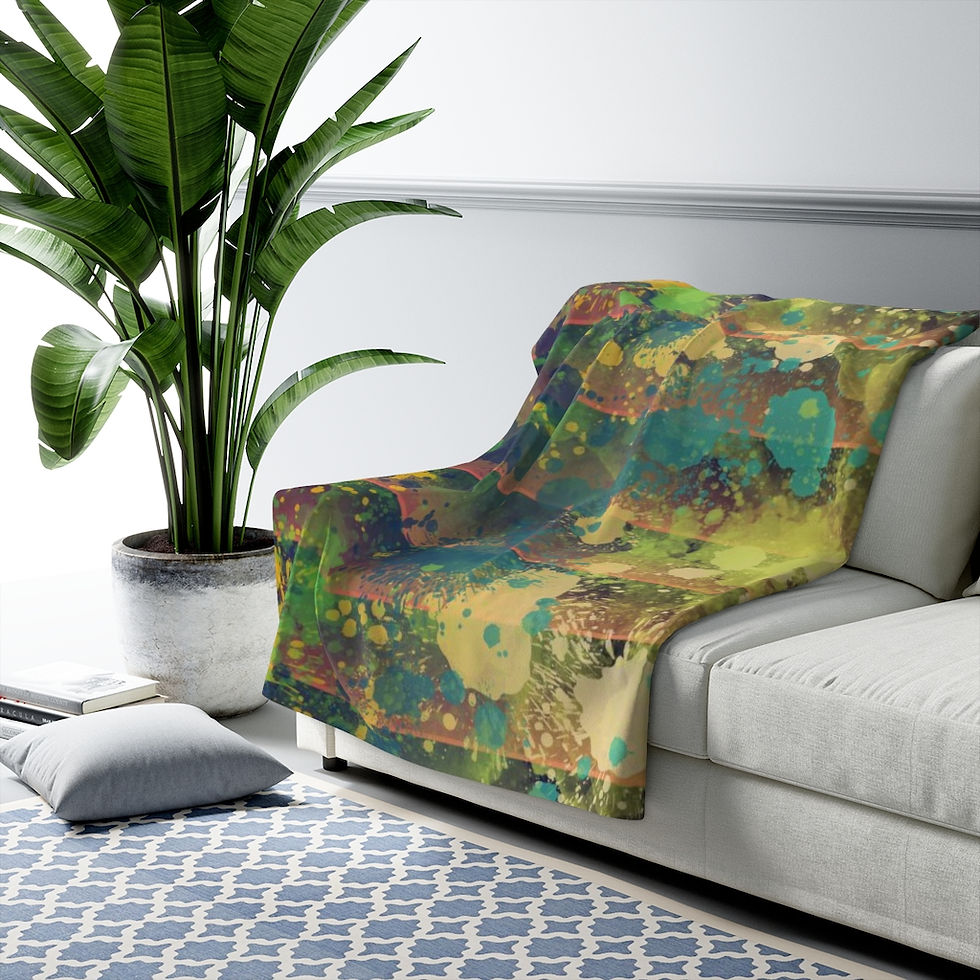 Thumbnail: Seaweed Orchard Curtains Sherpa Fleece Blanket
