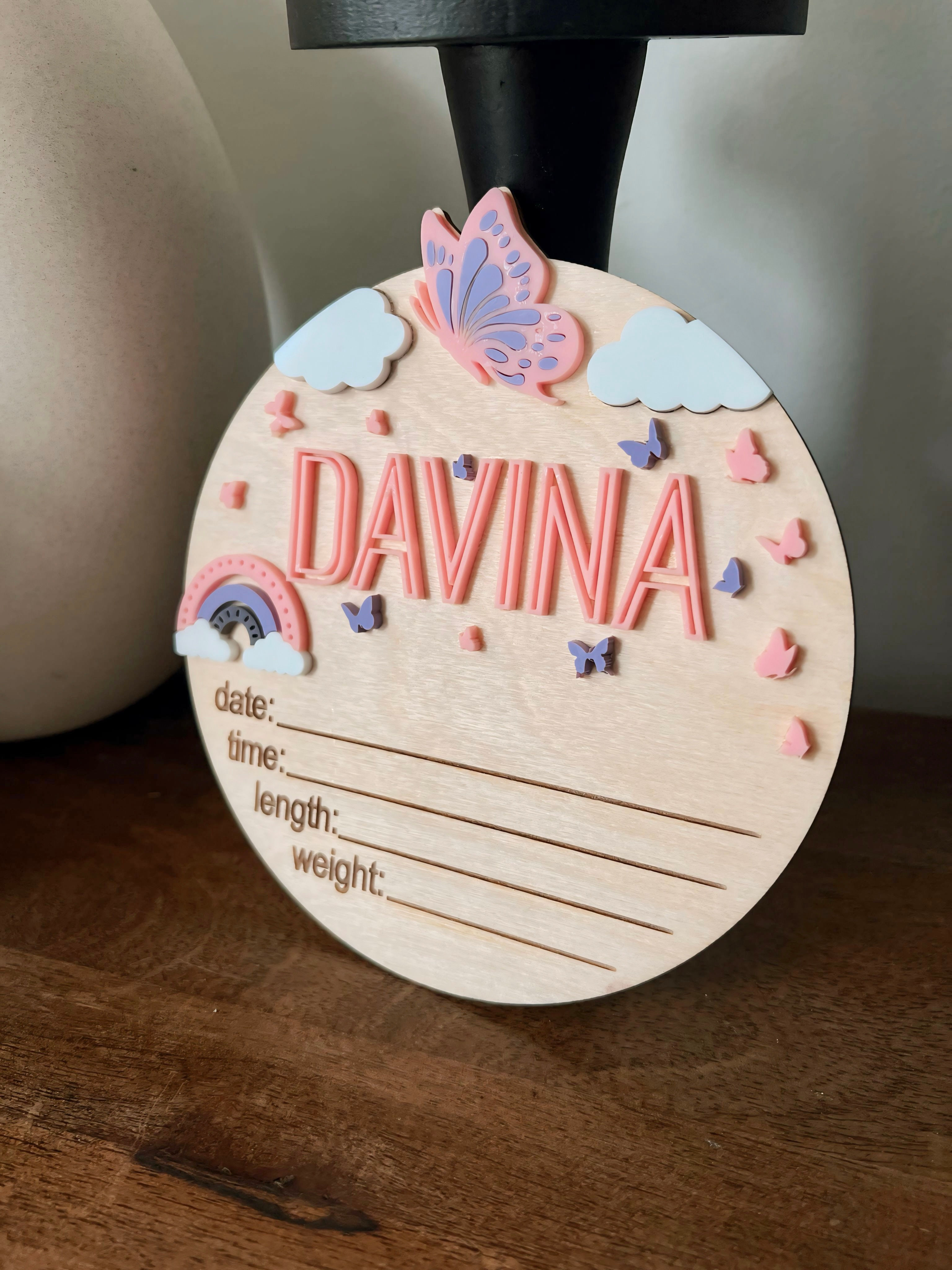 Butterfly Newborn Stat Card