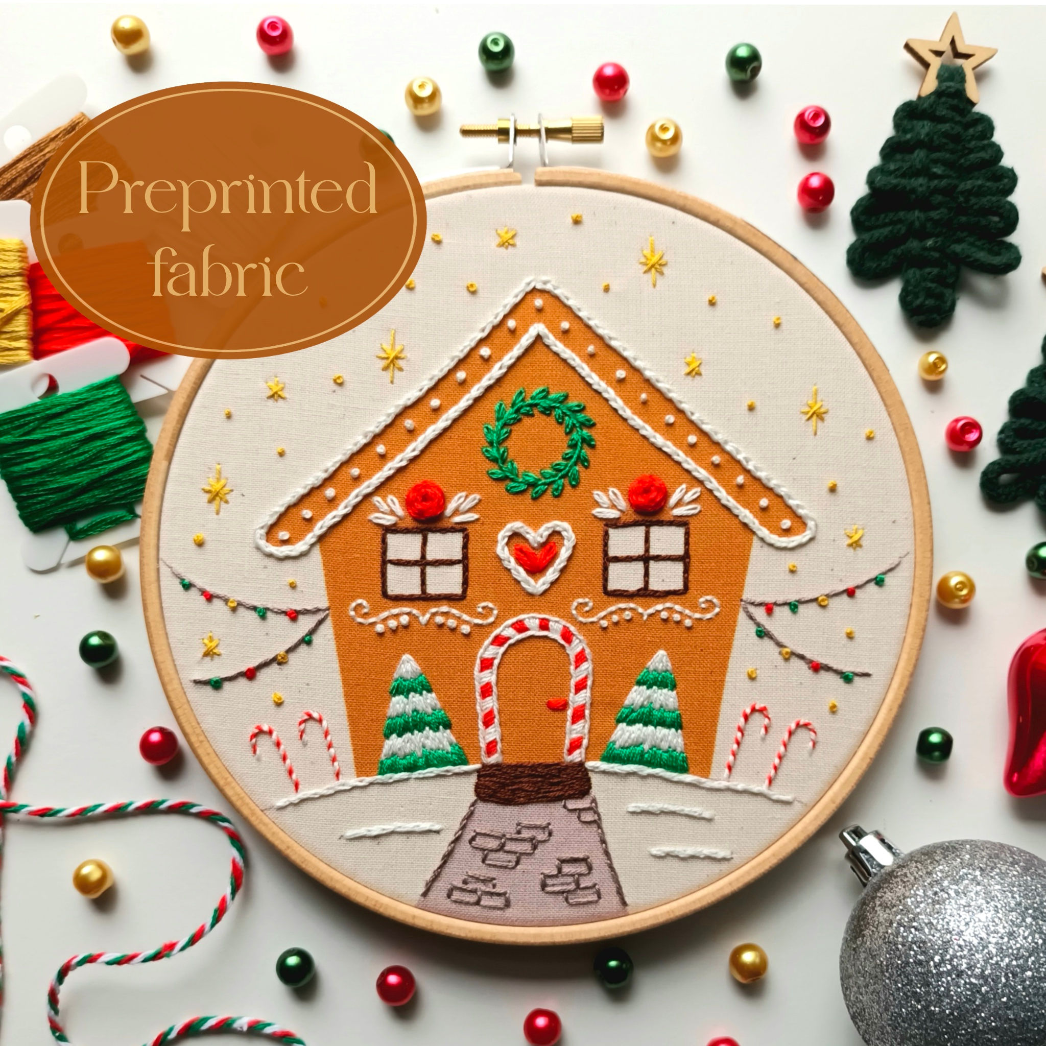 Gingerbread house - Preprinted Pattern for beginners