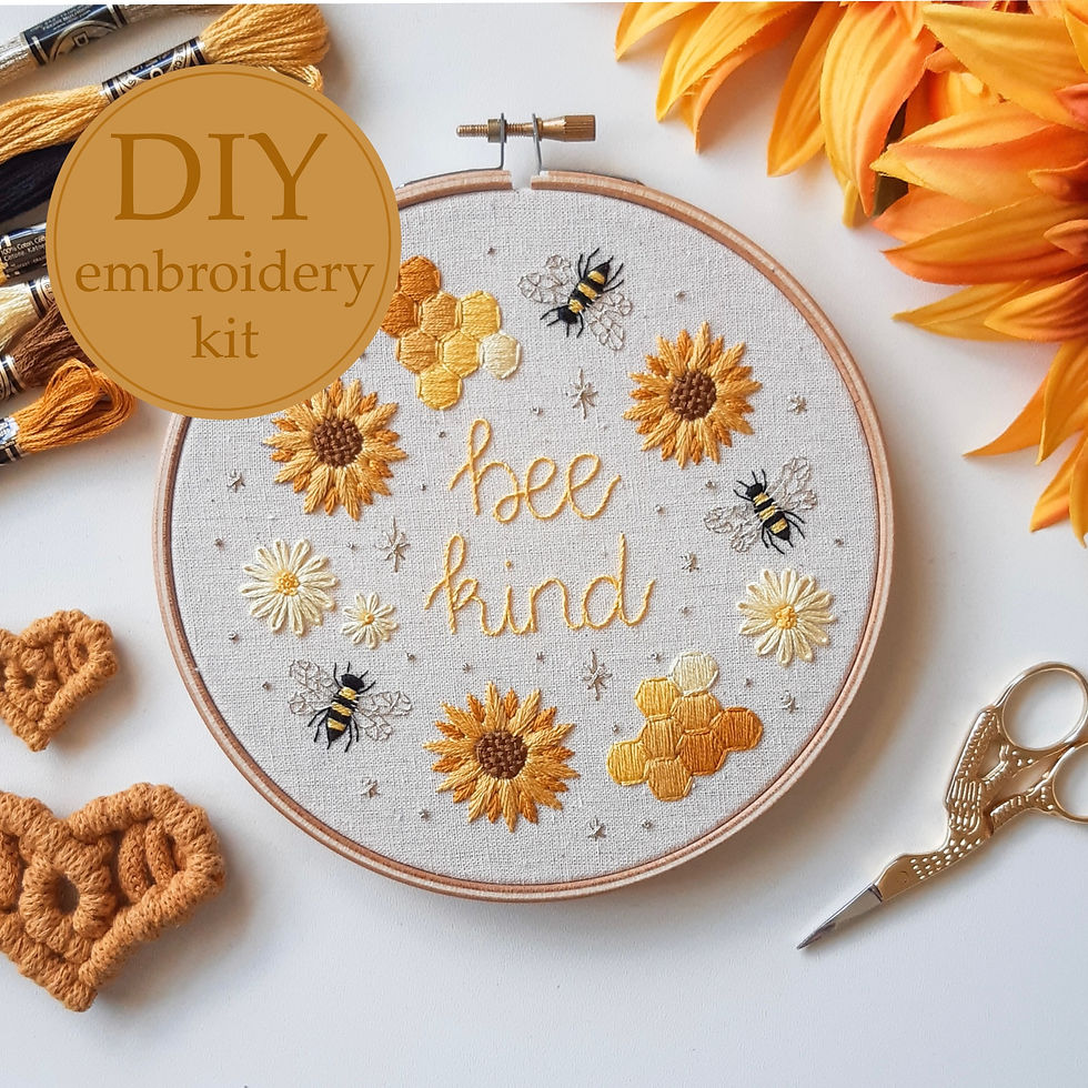 Bee kind/happy - beginners embroidery kit