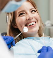 Woman smiling at dentist