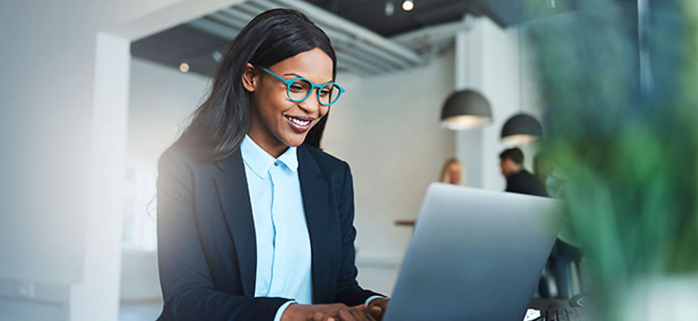 Woman working at laptop
