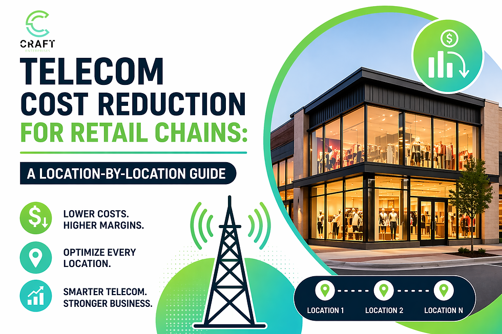 Telecom cost reduction guide for retail chains — location-by-location audit covering ghost lines, POS connectivity, and internet costs — Craft Enterprises 2026