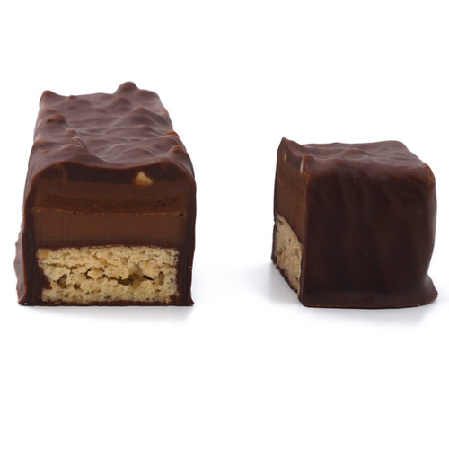 Barre chocolatée Praliné noisette, caramel, chocolat noir Patisserie Schmitt