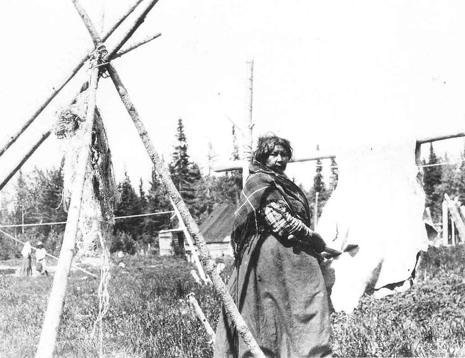 Moose Factory (another woman fixing a moose hide).jpg