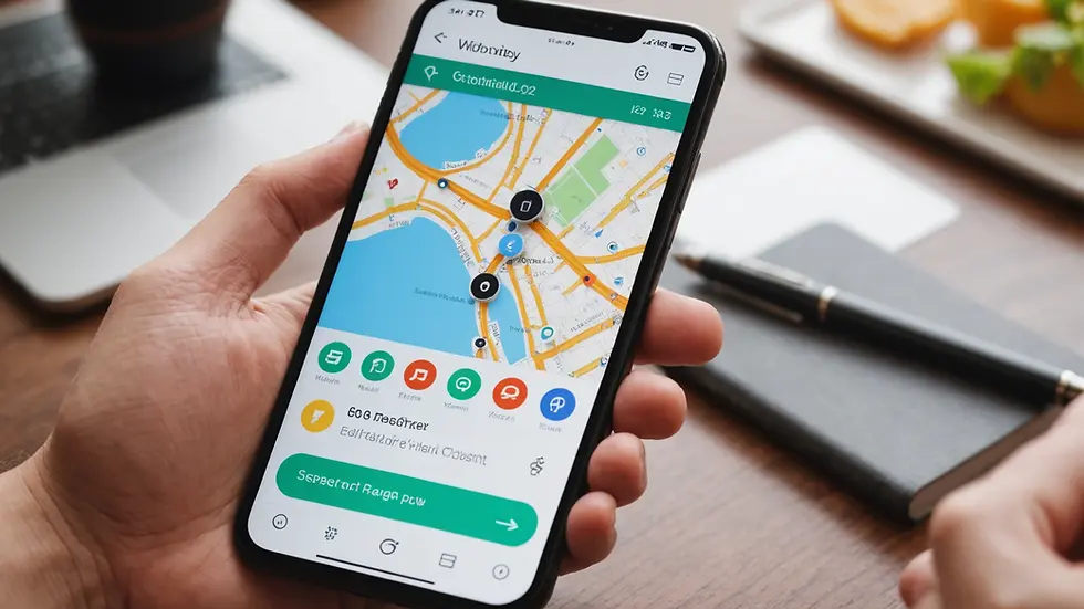 Close-up view of mobile application interface with navigation options