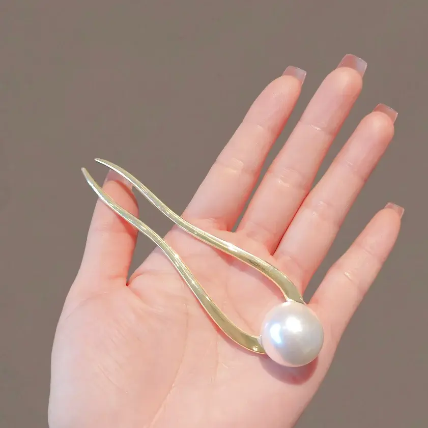 Miniatura: New Pearl Hairpins Korean U-Shaped Metal Shell Hair Clip Pins Women Girls Hair