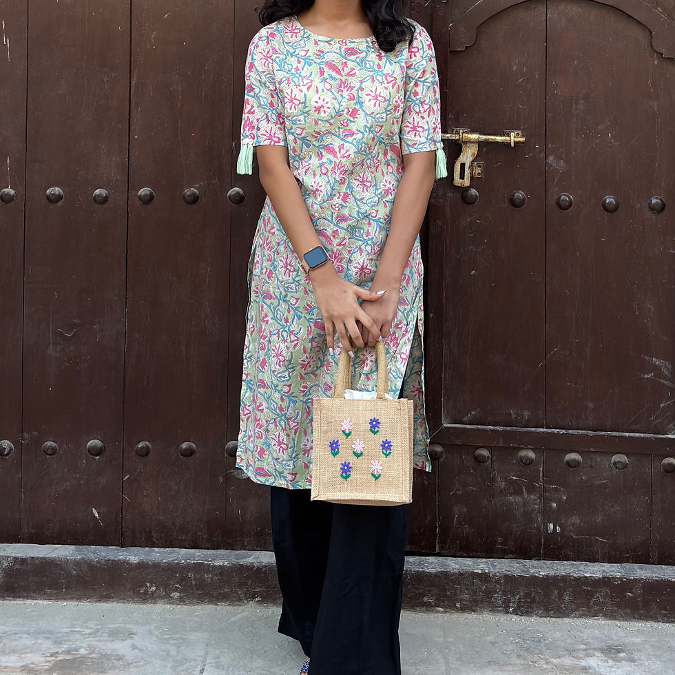 Thumbnail: Floral Embroidered Handbag (Small)