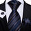Thumbnail: Teal Blue White Striped Silk Wedding Tie