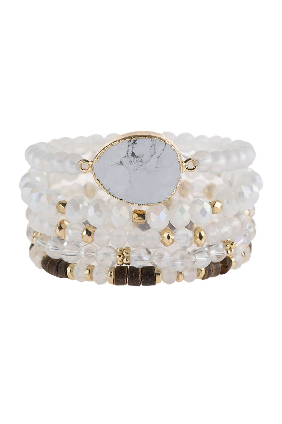 Thumbnail: Hdb2736 - Natural Stone Charm Mixed Beads Bracelets