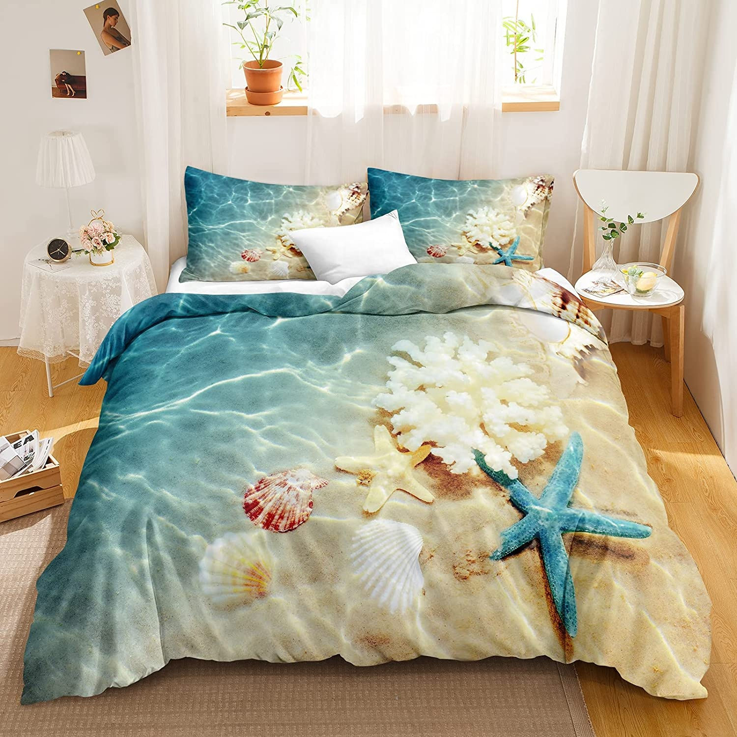 Beach Themed Bedding Set Blue
