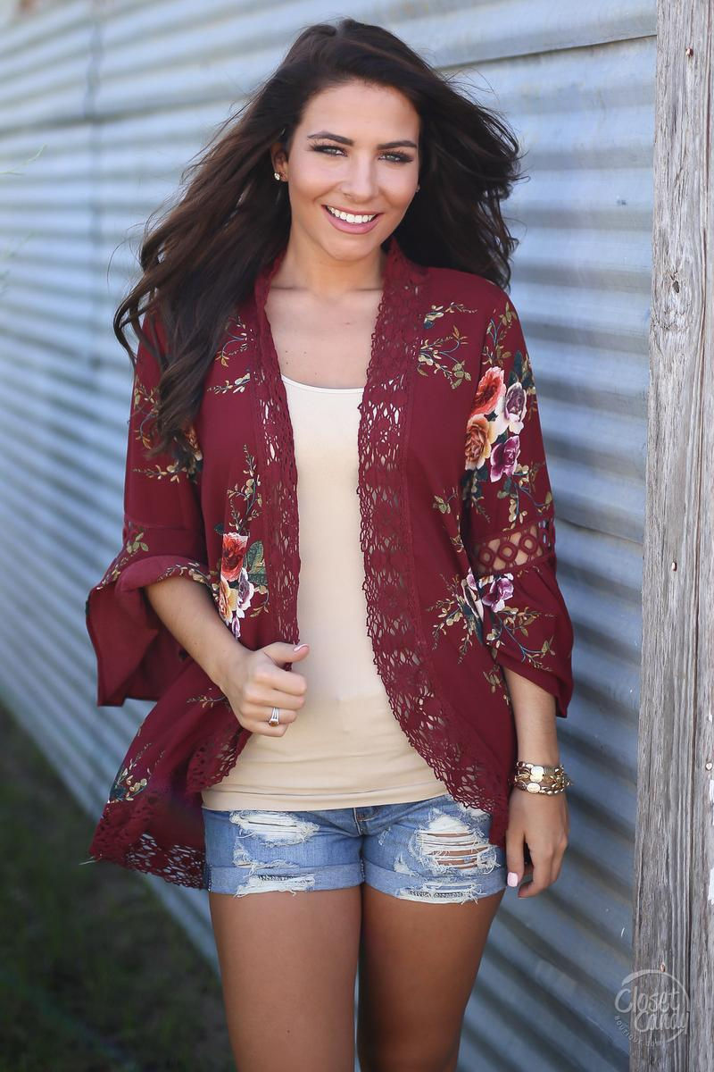 Miniatura: Womens Kimono Floral Chiffon Cardigan Blouse