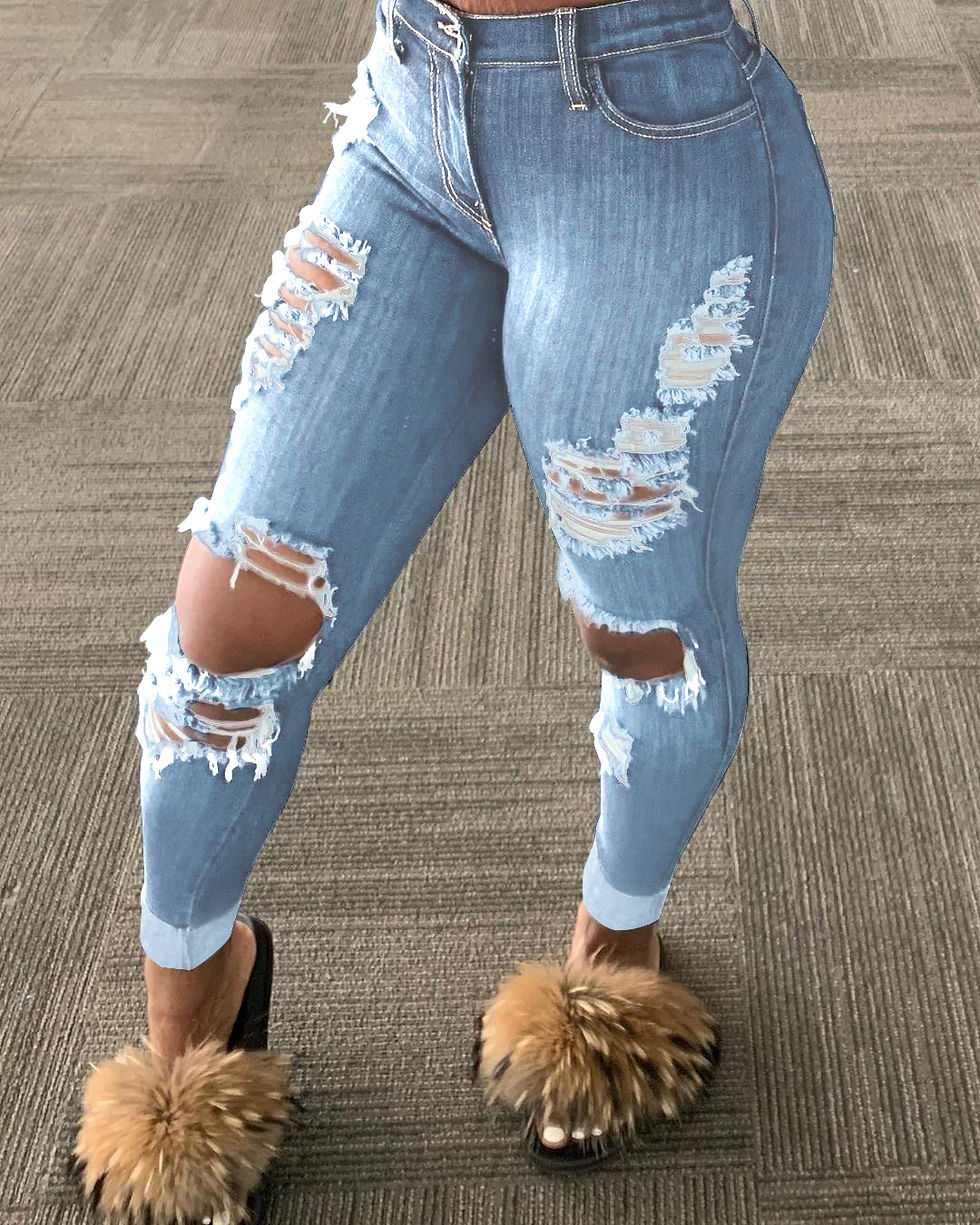 Thumbnail: High Waisted Ripped Jean