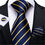 Thumbnail: Teal Blue White Striped Silk Wedding Tie