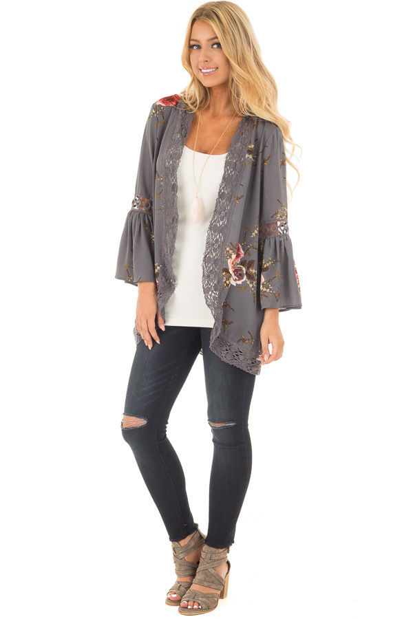 Miniatura: Womens Kimono Floral Chiffon Cardigan Blouse