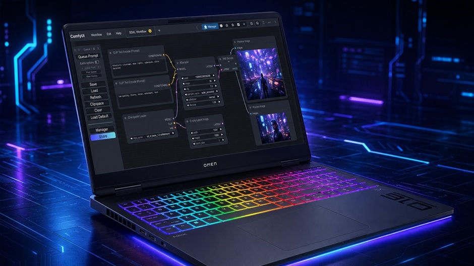 OMEN MAX 16 laptop RTX 5070ti 12 Go VRAM IA Locale - Pinokio & Maestro