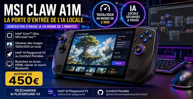 MSI Claw A1M : console portable pour l'IA locale à 450€