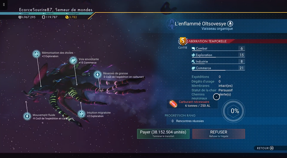 No Man's Sky - NMS frégate organiques - Living freighter class S - partage de coordonnées spatiales