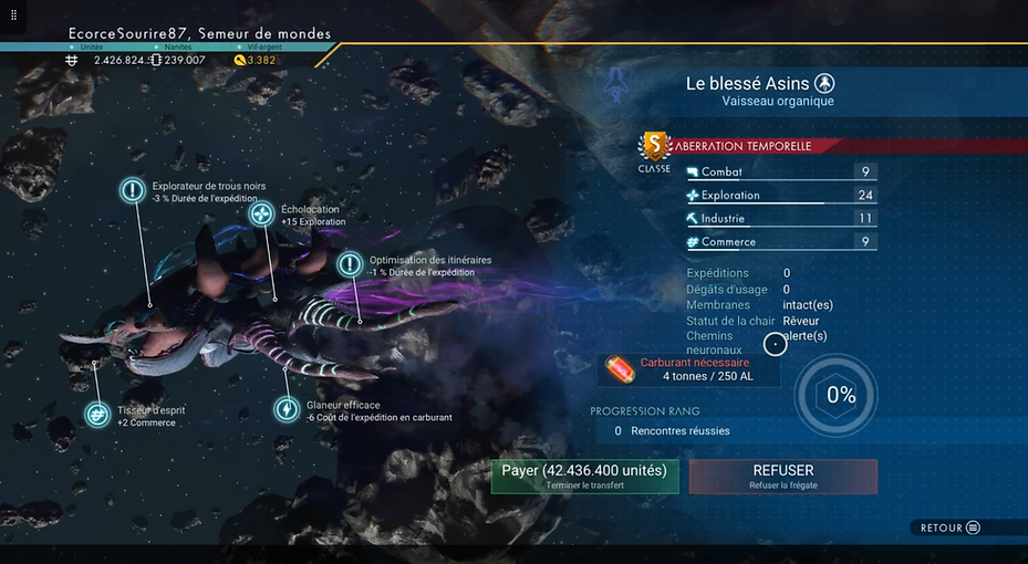 No Man's Sky - NMS frégate organiques - Living freighter class S - partage de coordonnées spatiales