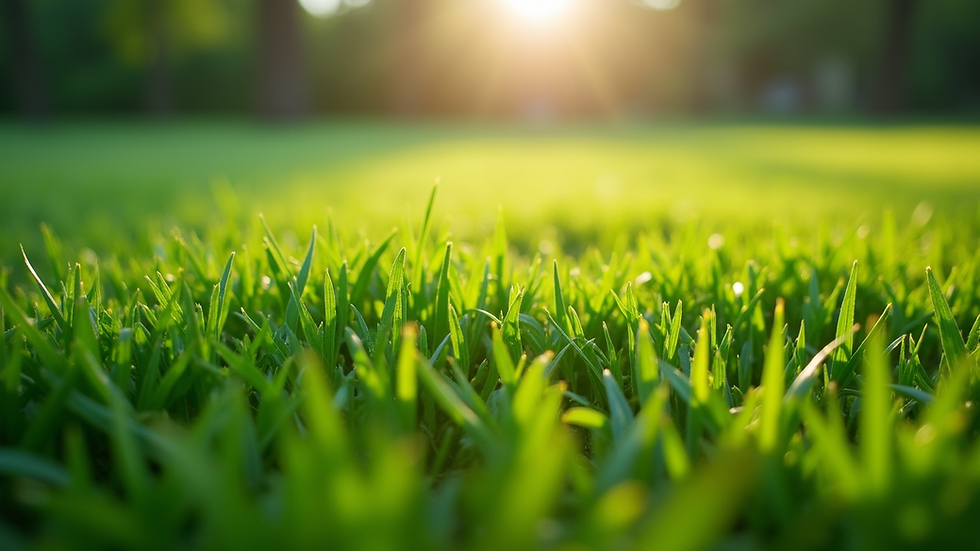 Close-up view of a lush green lawn with well-defined edges