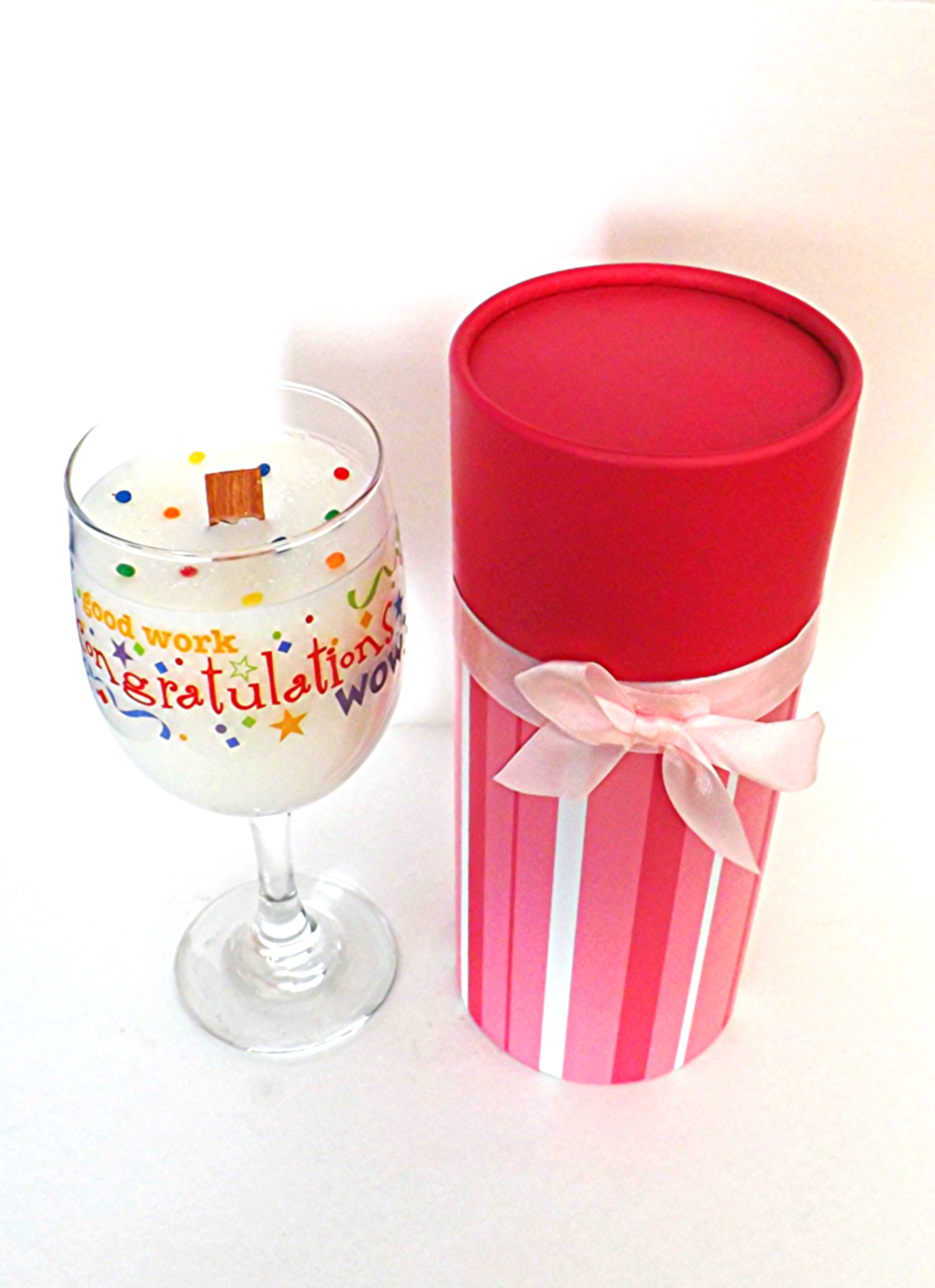 Congratulations Wine Glass Candle