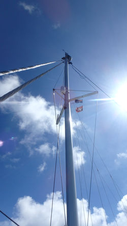 on the mast in the middle of the pacific ocean