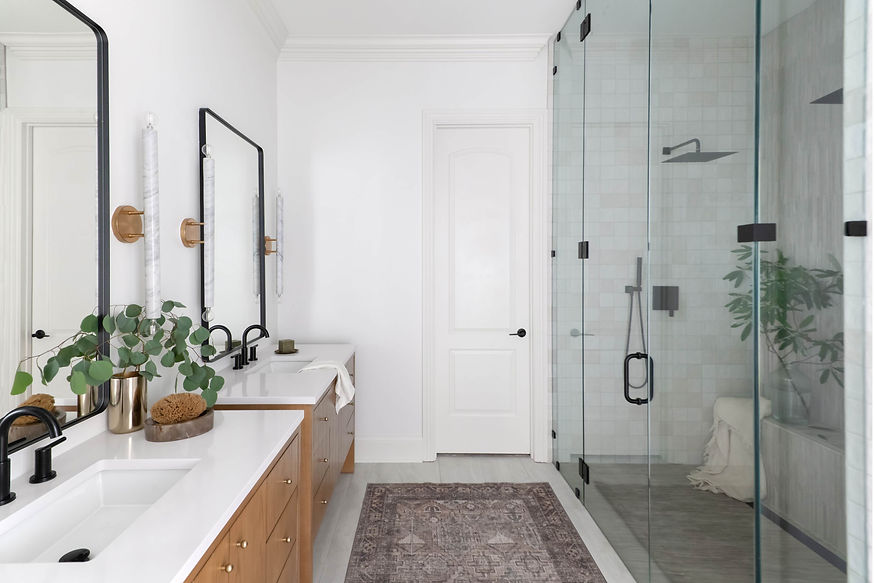 Bradie Fisher Interiors | Interior designer | Modern Clean Bathroom Renovation Soft Neutrals, calming retreat