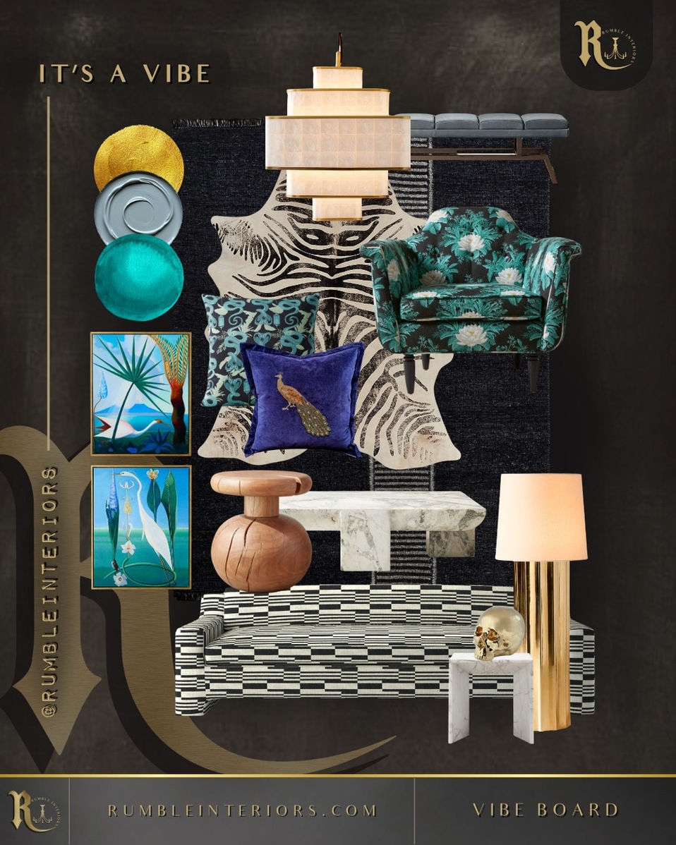 rumble interiors edgy modern maximalist design board